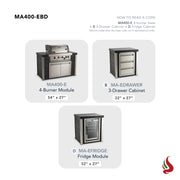 Mont Alpi MA400-EBD Artwood Elite Series 4-Burner Outdoor Kitchen with Fridge and Drawers | GW STORE