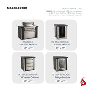 Mont Alpi MA400-E90BD Artwood Elite Series 4-Burner L-Shaped Outdoor Kitchen with Fridge and Drawers | GW STORE