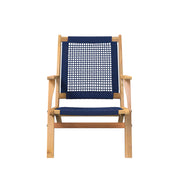 Well Traveled Living Vega Natural Stain Outdoor Chair in Navy Blue Cording | GW STORE