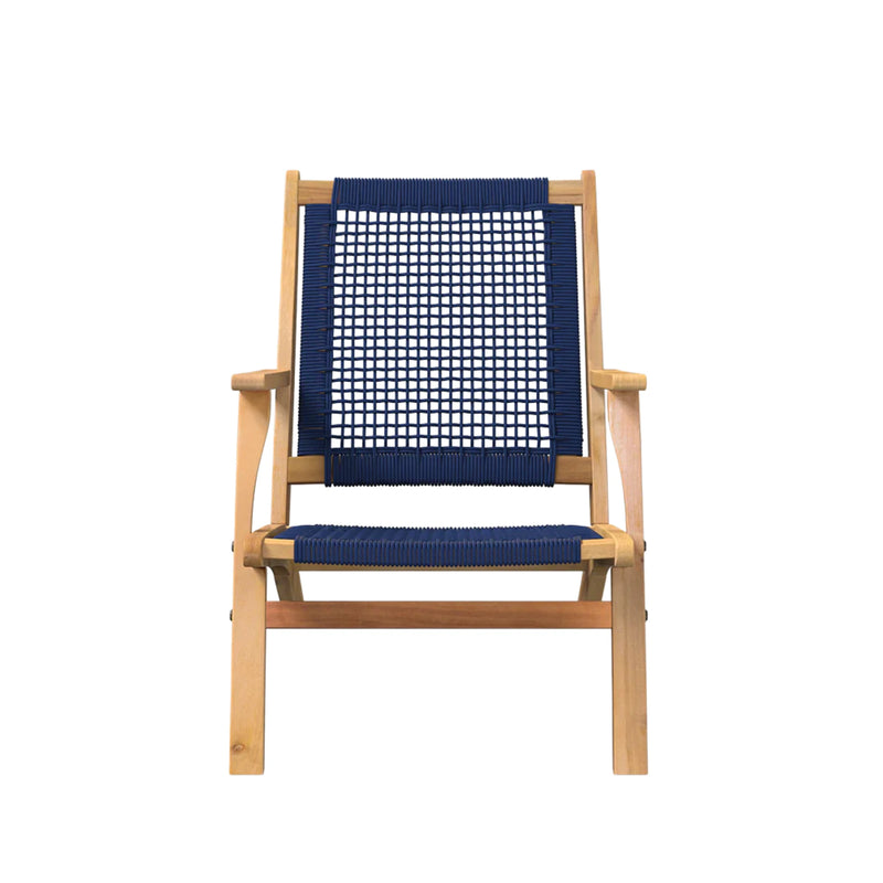 Well Traveled Living Vega Natural Stain Outdoor Chair in Navy Blue Cording | GW STORE