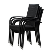 Well Traveled Living Set of 4 Black Morgan Outdoor Wicker Chairs | GW STORE
