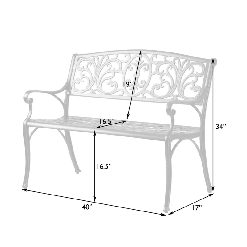 Well Traveled Living Decatur Aluminum Patio Bench in Antique Bronze | GW STORE