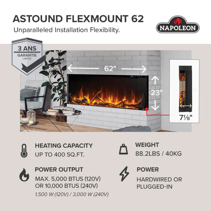 Napoleon Astound 62 FlexMount Electric Fireplace | GW STORE