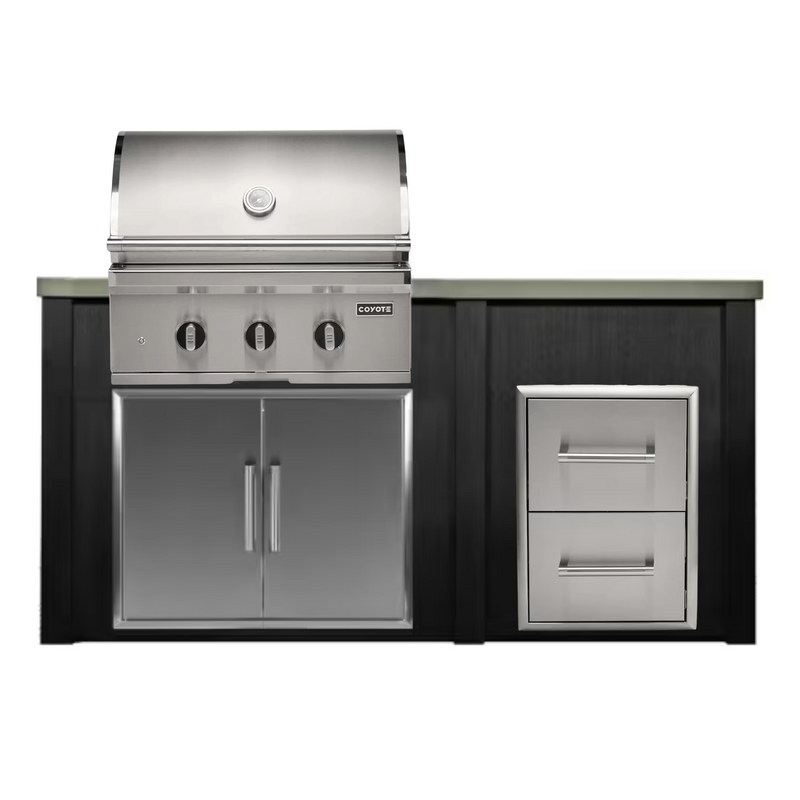 Haven Outdoor 72-Inch Outdoor Kitchen Island w/ Coyote 30-Inch Grill & Double Drawer | GW STORE