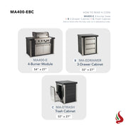 Mont Alpi MA400-EBC Artwood Elite Series 4-Burner Outdoor Kitchen with Drawers and Trash | GW STORE