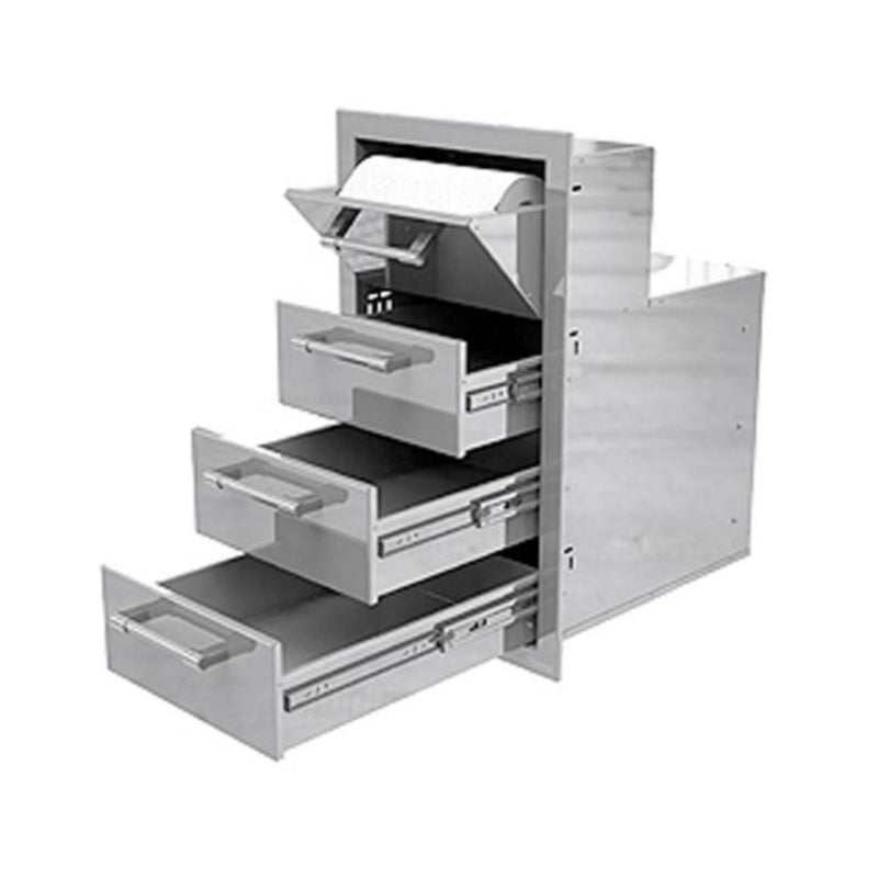 Alfresco 17-Inch Stainless Steel Triple Drawer & Paper Towel Holder Combo | GW STORE