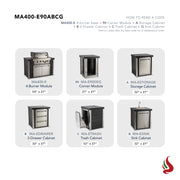 Mont Alpi MA400-E90ABCG Artwood Elite Series 4-Burner L-Shaped Outdoor Kitchen with Sink, Storage, Drawers and Trash | GW STORE