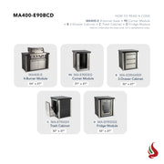 Mont Alpi MA400-E90BCD Artwood Elite Series 4-Burner L-Shaped Outdoor Kitchen with Fridge, Drawers and Trash | GW STORE