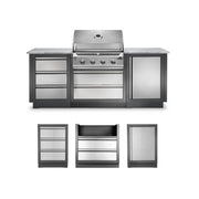 Napoleon Oasis 100 Outdoor Kitchen Isalnd w/ Built-in 500 Series 32 Propane Grill  & Valet Gray Granite Countertop | GW STORE
