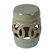 Well Traveled Living Large Medallion Ceramic Stool in Olive Jade Green | GW STORE