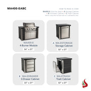 Mont Alpi MA400-EABC Artwood Elite Series 4-Burner Outdoor Kitchen with Storage, Drawers and Trash | GW STORE