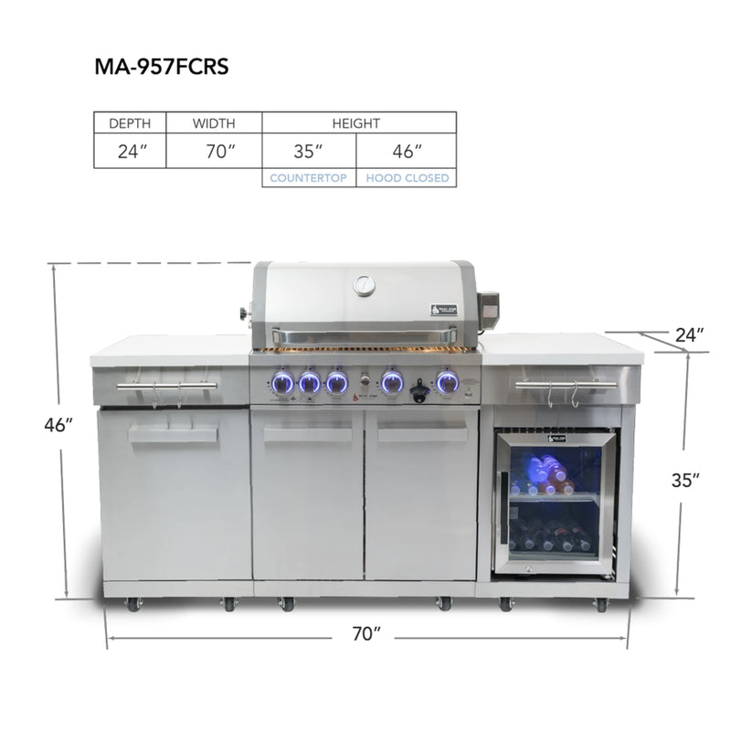 Mont Alpi MA-957RSFC 6 Ft Propane Outdoor Kitchen Island w/ Refrigerator | GW STORE