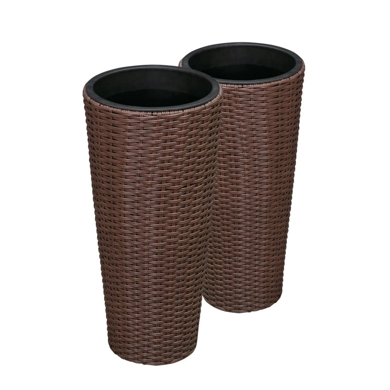 Well Traveled Living Noah Round Wicker Planter in Mocha 2-piece Set