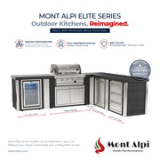 Mont Alpi MA400-E90ABD Artwood Elite Series 4-Burner L-Shaped Outdoor Kitchen with Fridge, Storage and Drawers | GW STORE