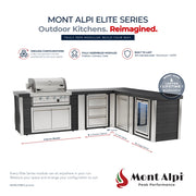 Mont Alpi MA400-E90BCD Artwood Elite Series 4-Burner L-Shaped Outdoor Kitchen with Fridge, Drawers and Trash | GW STORE