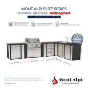 Mont Alpi MA400-E90ABCG Artwood Elite Series 4-Burner L-Shaped Outdoor Kitchen with Sink, Storage, Drawers and Trash | GW STORE