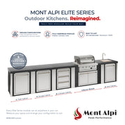 Mont Alpi MA400-EABCG Artwood Elite Series 4-Burner Outdoor Kitchen with Sink, Storage, Drawers and Trash | GW STORE
