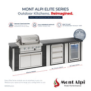 Mont Alpi MA400-EBD Artwood Elite Series 4-Burner Outdoor Kitchen with Fridge and Drawers | GW STORE