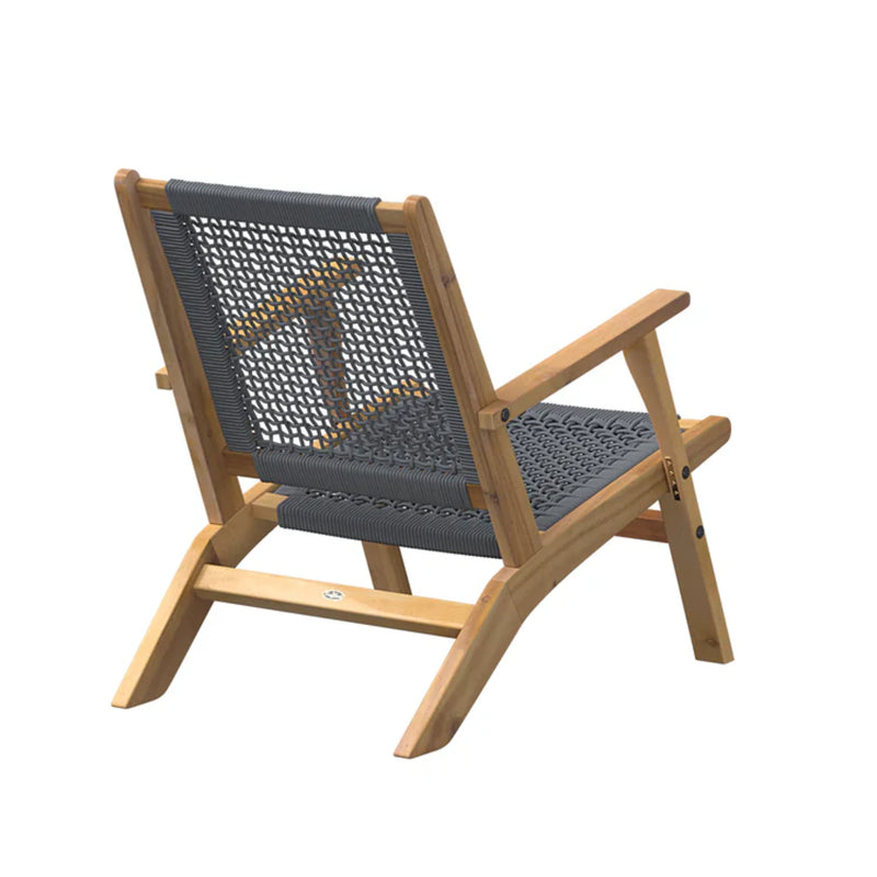 Well Traveled Living Vega Natural Stain Outdoor Chair in Gray Cording | GW STORE
