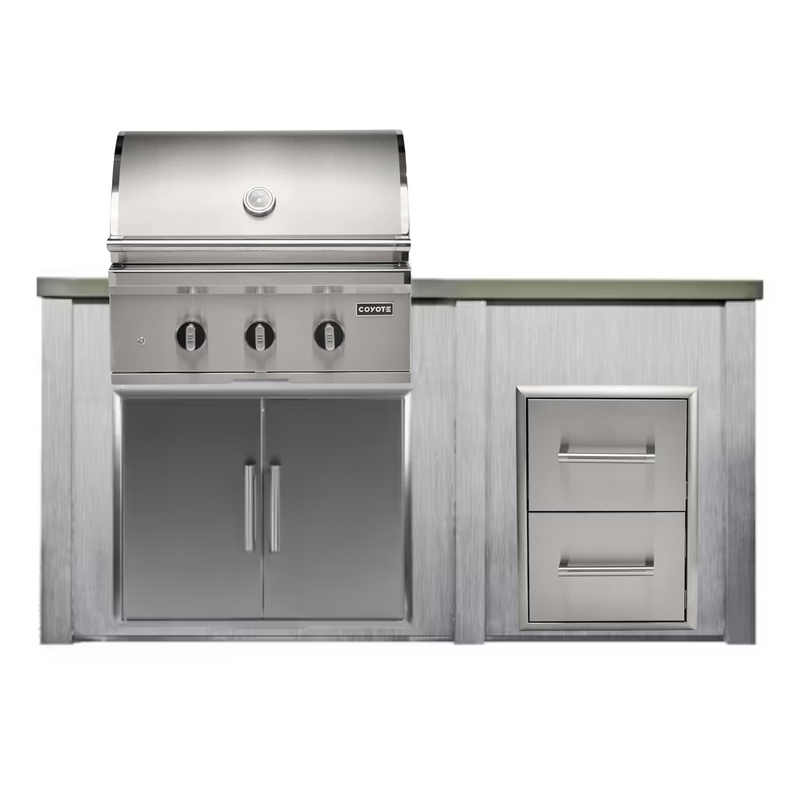 Haven Outdoor 72-Inch Outdoor Kitchen Island w/ Coyote 30-Inch Grill & Double Drawer | GW STORE