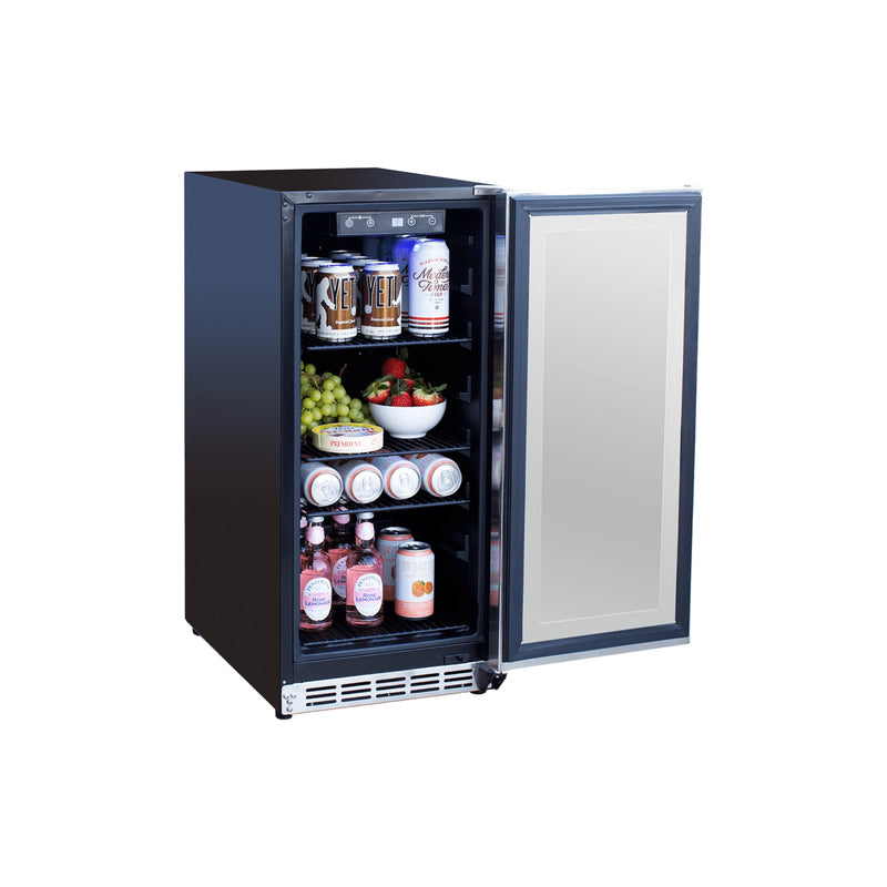 Summerset 15-Inch 3.2 Cu Outdoor Rated Refrigerator w/ Glass Door | GW STORE