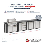 Mont Alpi MA400-EABC Artwood Elite Series 4-Burner Outdoor Kitchen with Storage, Drawers and Trash | GW STORE