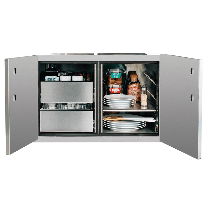 Summerset 36-Inch 2-Drawer Dry Storage Pantry & Enclosed Cabinet Combo | GW STORE