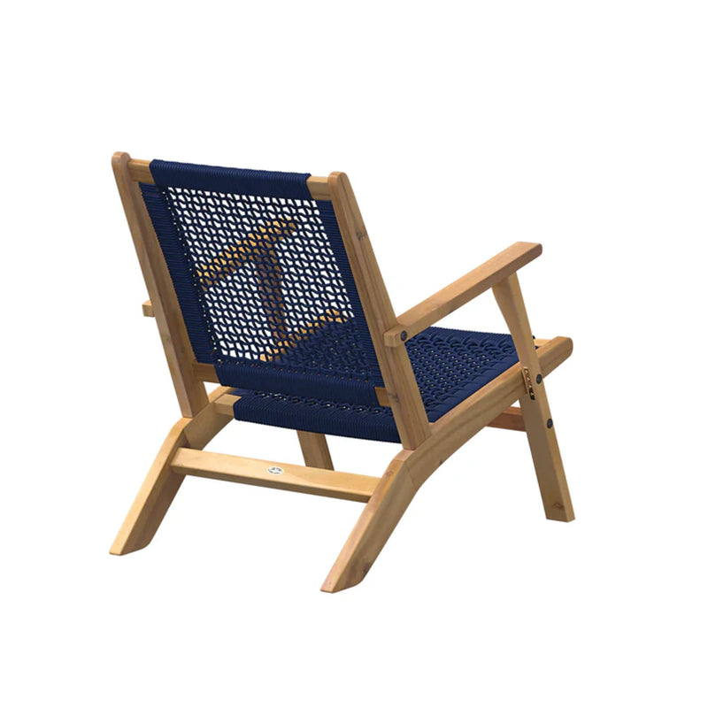 Well Traveled Living Vega Natural Stain Outdoor Chair in Navy Blue Cording | GW STORE