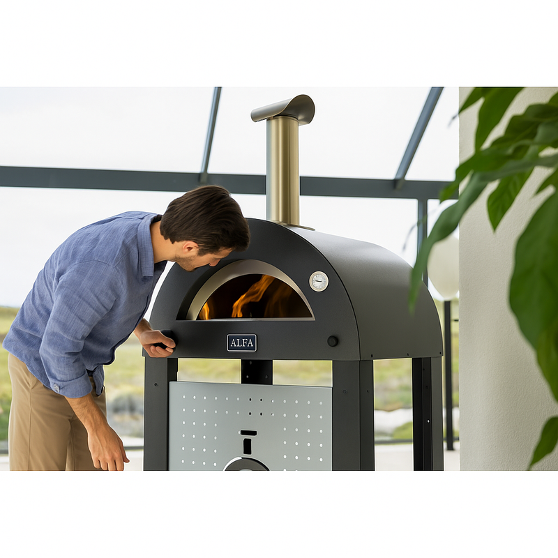 Alfa Moderno Anthracite Grey 2 Pizze Freestanding Gas Oven | GW STORE