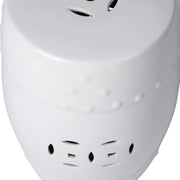 Well Traveled Living Double-Medallion Ceramic Stool in Optic White | GW STORE
