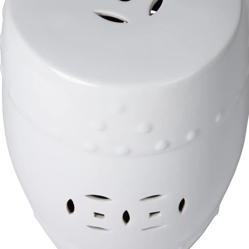 Well Traveled Living Double-Medallion Ceramic Stool in Optic White | GW STORE