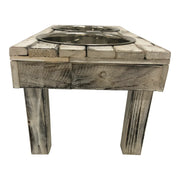 Huntley Pet Berjen Table Double Feeder, Large Whitewash | GW STORE