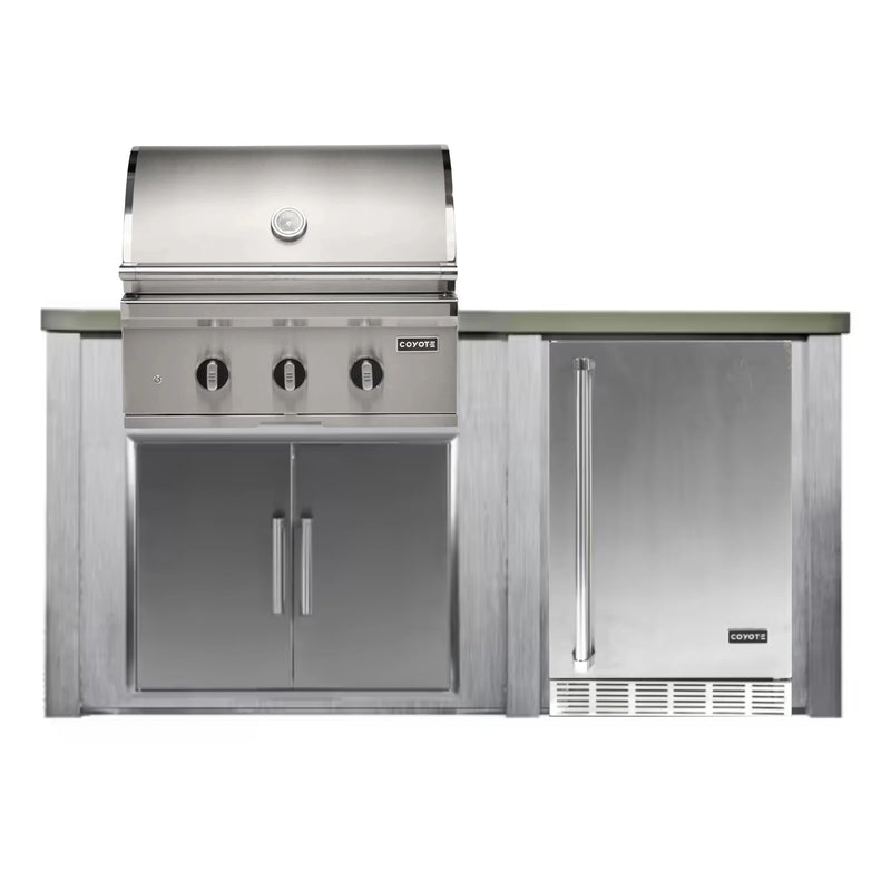 Haven Outdoor 72-Inch Outdoor Kitchen Island w/ Coyote 30-Inch Grill & Refrigerator | GW STORE