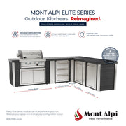 Mont Alpi MA400-E90ABC Artwood Elite Series 4-Burner L-Shaped Outdoor Kitchen with Storage, Drawers and Trash | GW STORE
