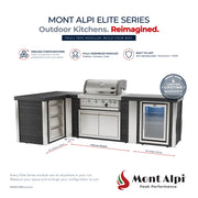 Mont Alpi MA400-E90BD Artwood Elite Series 4-Burner L-Shaped Outdoor Kitchen with Fridge and Drawers | GW STORE