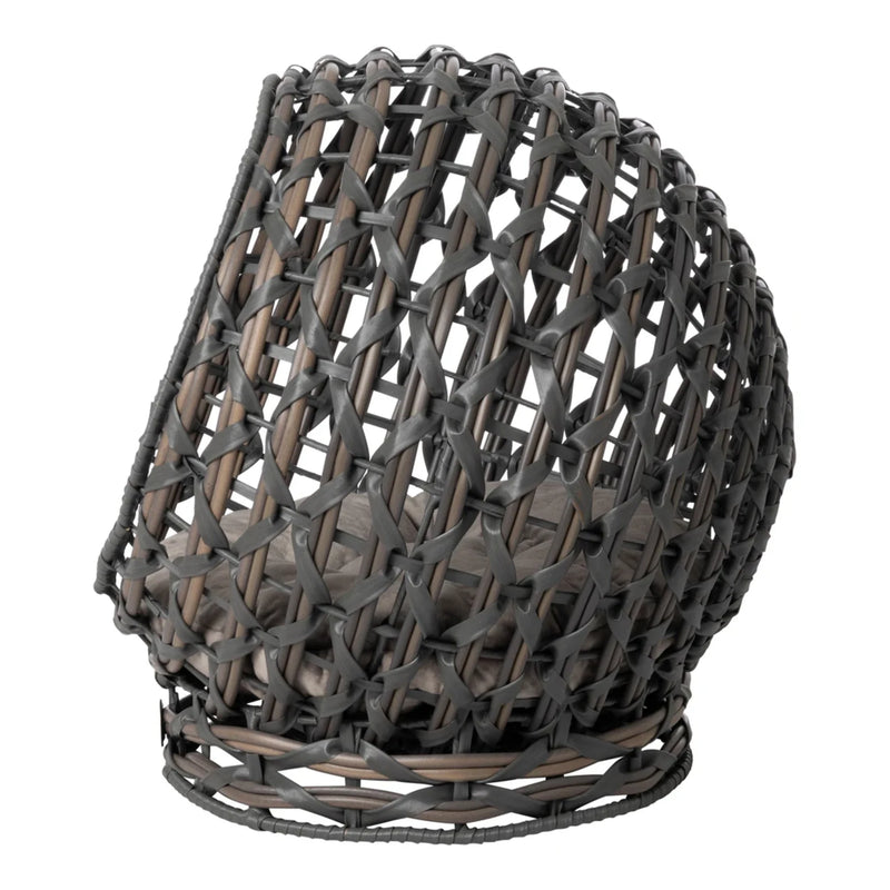 Huntley Pet Hemisphere Rattan Pet Bed, Grey | GW STORE