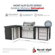 Mont Alpi MA400-E90AB Artwood Elite Series 4-Burner L-Shaped Outdoor Kitchen with Storage and Drawers | GW STORE