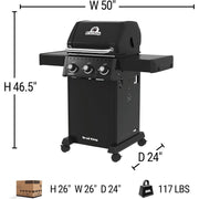 Broil King Crown 310 Gas Grill 3-Burner Black | GW STORE