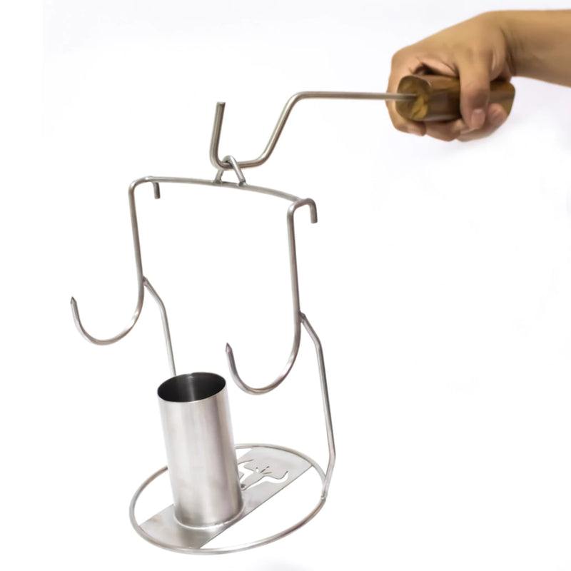 Steek & Beer Stainless Steel Vertical Chicken Roasting Rack for BBQ Barrels