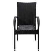 Well Traveled Living Set of 4 Black Morgan Outdoor Wicker Chairs | GW STORE