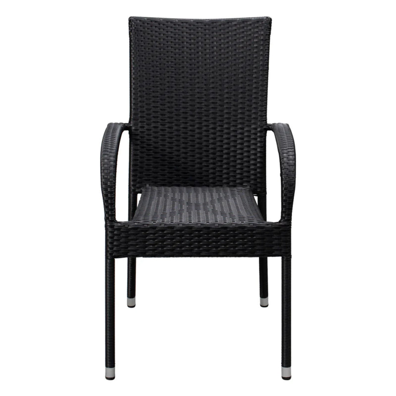 Well Traveled Living Set of 4 Black Morgan Outdoor Wicker Chairs | GW STORE