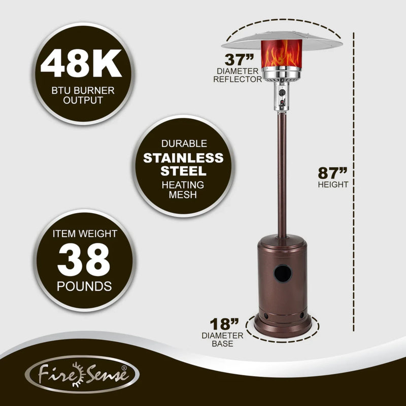 Well Traveled Living Aged Chestnut Finish Propane Gas Patio Heater | GW STORE