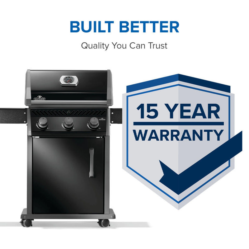 Napoleon Rogue 425 Natural Gas Grill with Stainless Steel Grids and Folding Shelves