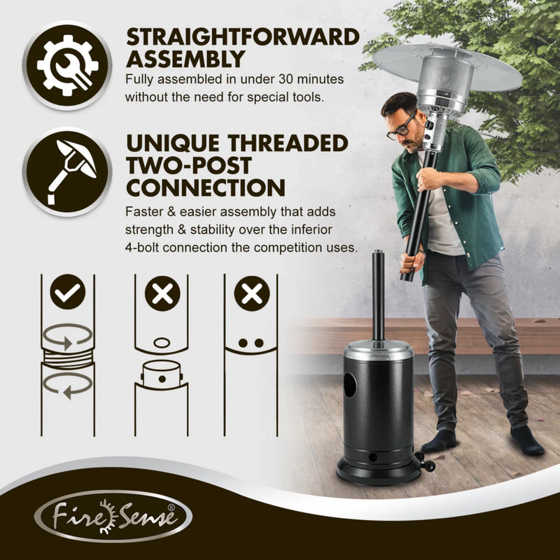 Well Traveled Living Onyx & Stainless Steel Finish Patio Heater | GW STORE