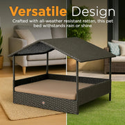 Huntley Pet Rattan Wicker Cabana Raised Pet Bed | GW STORE