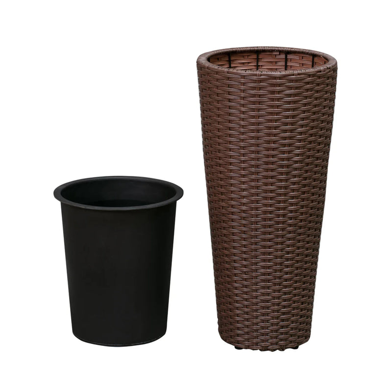 Well Traveled Living Noah Round Wicker Planter in Mocha 2-piece Set