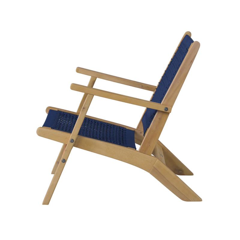 Well Traveled Living Vega Natural Stain Outdoor Chair in Navy Blue Cording | GW STORE