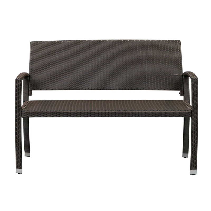 Well Traveled Living Miles Patio Bench in Mocha Wicker | GW STORE