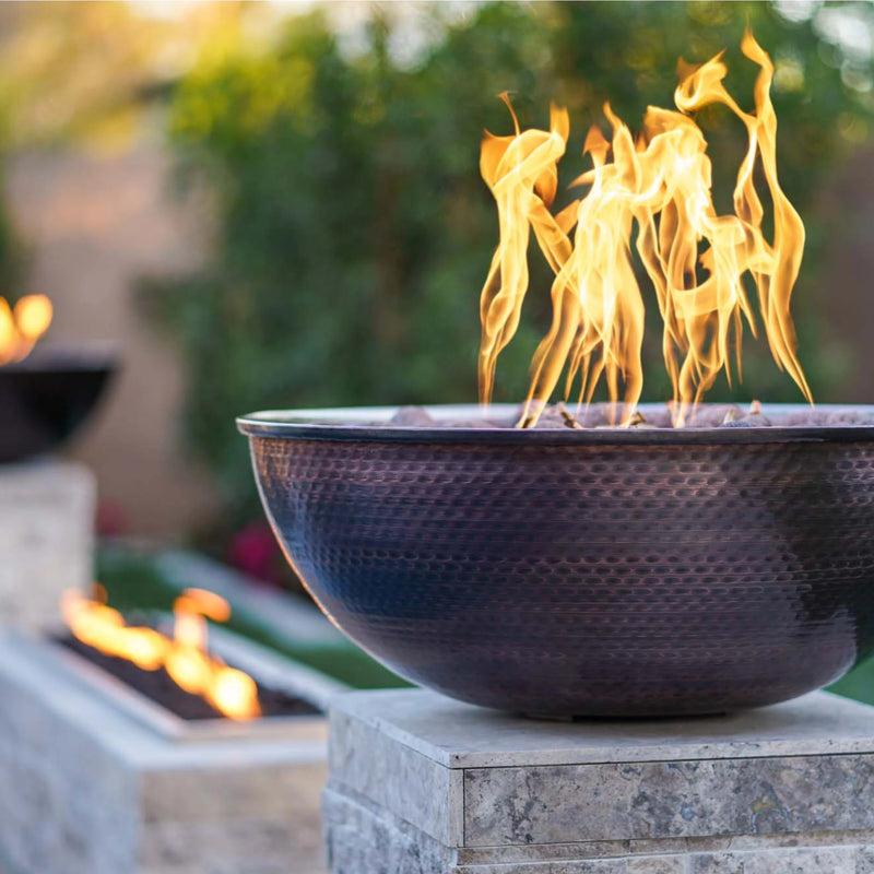 The Outdoor Plus 27 Inch Hammered Patina Copper Sedona Fire Bowl  | GW STORE