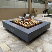 The Outdoor Plus Natural Gas Metal Powder Coat Cabo Square Fire Pit | GW STORE